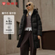 坦博爾【店鋪熱賣】高級感連帽羽絨服女中長款加厚保暖外套TBF530780J 黑色 165/88A