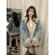 妃莉杋（FeiLiFan）高級(jí)感羊羔毛牛仔外套女秋冬2025新款冬季復(fù)古韓系加絨加厚棉服女 圖片色 S（80-100斤）