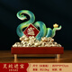 御時(shí)居靈蛇進(jìn)寶生肖蛇擺件招財(cái)銅工藝客廳酒柜裝飾定制蛇年喬遷開(kāi)業(yè)禮物 靈蛇進(jìn)寶銅蛇 青色款 高約17cm