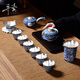 井瓷鎏銀999純銀功夫茶具整套裝高端茶杯送長(cháng)輩領(lǐng)導客戶(hù)老師喬遷禮物 波濤洶涌銀茶具套裝 11頭