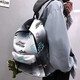 途尊（kingtrip）背包男雙肩包ins潮酷高中生漸變背包男日系潮牌大學生書包初中生 漸變白色+恐龍掛件