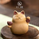 陶云尚宜興紫砂可愛(ài)招財貓茶寵擺件精品可養手工茶玩茶桌茶盤(pán)茶道小擺件 紫砂招財貓-段泥