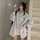 妙奕嘉條紋襯衫女襯衣女士休閑打底衫洋氣款秋冬2024新款通勤風長袖外套 蝴蝶刺繡灰色豎條紋襯衣 XL 【建議115-130斤】
