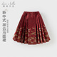 戴維貝拉（DAVE＆BELLA）兒童新年馬面裙女寶寶裙子國風(fēng)女童半身裙秋冬新款幼兒童裙 暗紅色【現貨】 130 cm（建議身高120-130cm）