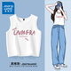 真維斯（JEANSWEST）吊帶背心女士夏季辣妹上衣服新款女裝內(nèi)搭休閑純棉透氣無袖打底衫 白色 回憶粉 M 【建議體重98斤-110斤】