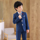 溫格奧 新款兒童西裝男童禮服主持人服裝西服套裝六一兒童節演出服婚禮花童禮服鋼琴表演服小孩正裝王子服 藏青色四件套（外套+襯衫+長(cháng)褲+領(lǐng)帶） 140cm建議體重50-58斤
