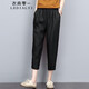 衣典零一（LEDIALYI）2025夏季新款女裝時(shí)尚寬松顯瘦中年棉麻休閑褲女薄款七分哈倫褲子 黑色 M （推薦90-115斤）