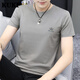 KUKF輕奢高檔品牌短袖T恤男裝夏季莫代爾新款冰絲速干涼感簡(jiǎn)約半袖 8817-401中灰色 3XL （建議160-190斤）