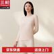 三槍 薄款女士?jì)纫滦陆兠迗@領(lǐng)長(cháng)袖基礎上衣打底衫 女純棉單件秋衣 妃色 （單件上衣）100%棉 L (165)  推薦105-115斤
