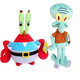 SPONGEBOB SQUAREPANTS海綿寶寶派大星公仔毛絨玩具布娃娃卡通動漫玩偶抱枕生日禮物 38.5cm蟹老板+40cm章魚哥
