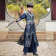 微愛的小松鼠漢服男童 2025新款唐裝兒童古裝中國風(fēng)帥氣武俠古風(fēng)演出服 266 藍(lán)色+扇子 160