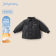 JELLYBABY男童輕薄羽絨服2024冬裝7A抗菌發(fā)熱中大童短款菱格羽絨外套 黑色 120