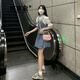 唐菓蜜牛仔連衣裙女夏季2024新款女裝法式復古減齡學(xué)院風(fēng)假兩件學(xué)生裙子 牛仔藍 M