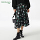 布景布景半身裙女2023年春夏新品不規則花瓣裙擺氣質(zhì)碎花中長(cháng)款a字裙 黑花 M