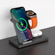 MOYIEAKAN無線充電器三合一快充蘋果iPhone手機耳機Apple Watch手表三星S25/23 Ultra通用立式充電支架底座 【酷黑】無線快充｜柔光小夜燈