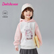 笛莎（DEESHA）童裝女童休閑時(shí)尚套頭衛衣2024冬季新款女寶可愛(ài)卡通印花連帽衛衣 甜蜜粉 110