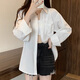 妙奕嘉白色襯衫女士白襯衣休閑長(cháng)袖2024秋冬新款洋氣打底衫通勤外套上衣 白色韓版寬松口袋襯衫 L 碼【建議118斤內】