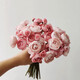 京東鮮花 12支仿真洋牡丹露蓮花玫瑰花居客廳裝飾品新娘手捧絹花家居裝飾