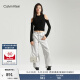 Calvin Klein【520母亲节礼物】女包金属搭扣链条翻盖ck荔枝纹腋下包DH2806 GRP-冰柱白 OS