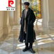皮爾卡丹（pierre cardin）冬季毛呢大衣男中長(cháng)款韓版過(guò)膝加厚呢子外套ins潮流韓系風(fēng)衣呢料 腰帶款黑色(內夾棉) XL 約135-145斤穿