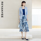顏域藍色印花半身裙女2024春裝A字裙時(shí)尚中長(cháng)款高腰裙子 藍花 M/38