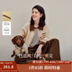 茵曼（INMAN）2025秋冬女裝新款巴恩風(fēng)仿牛仔夾克外套100棉落肩袖寬松上衣 古杏色 XL