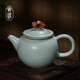 青澹汝窯茶壺陶瓷家用茶具禮品景德鎮(zhèn)冰裂釉手工可養(yǎng)定心壺