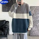 唐號(hào)秋季毛衣男韓版潮流寬松休閑圓領(lǐng)針織衫港風(fēng)百搭小清新撞色毛線(xiàn)衣 灰色 XL