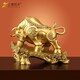 上善若水（sanstyle）全黃銅牛擺件聚財(cái)金牛牛轉(zhuǎn)乾坤家居裝飾客廳辦公室開業(yè)牛工藝禮品 中號《運(yùn)勢如虹》黃銅