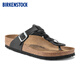BIRKENSTOCK勃肯德國進(jìn)口女款涂油皮時尚編織Gizeh人字夾趾拖鞋 黑色窄版1021360 38