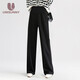 孕尚孕婦褲春秋款外穿寬松顯瘦運動(dòng)褲孕期托腹直筒休閑褲打底闊腿褲子 黑色【春秋款】 XL【建議120～140斤】