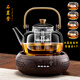 石茗堂新款耐高溫電陶爐高端小型迷你家用煮茶器燒水壺專(zhuān)用電磁爐光波爐 鼓型·黑檀色爐+大號竹把壺