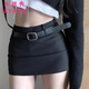 樂雅秀辣妹黑色半身裙女2025春夏新款一步裙短裙子高腰緊身a字包臀短裙 黑色 M 建議96-109斤