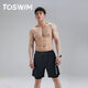 TOSWIM拓勝溫泉泳褲男游泳雙層及膝防尷尬可下水寬松沙灘褲 靜謐墨黑XL