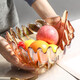花語(yǔ)四季果盤玻璃歐式零食盤現(xiàn)代客廳茶幾創(chuàng)意家用羽毛糖果盤子 琥珀色果斗