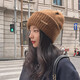 SOMUBAY毛線(xiàn)帽子女秋冬韓版護耳防寒冷帽潮牌大頭圍百搭寬松保暖針織帽男 MX-1152咖啡色【優(yōu)質(zhì)面料】