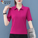 啄木鳥(niǎo)冰絲有領(lǐng)短袖T恤女夏季2025新款polo衫V領(lǐng)上衣翻領(lǐng)半袖 紅色 XL _(110-125斤)
