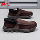 回力男鞋加絨棉鞋冬季鞋子男一腳蹬中老年人保暖鞋加厚爸爸鞋男毛毛鞋 咖啡色 42