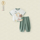 漢宮優(yōu)品兒童套裝國(guó)風(fēng)短袖小男孩夏季薄款分衣服寶寶夏裝兩件套男童衣服 水粉綠 100