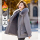 淺戀【加絨加厚】媽媽裝冬季大毛領(lǐng)連帽派克服棉衣外套中老年女裝棉服