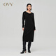 OVV秋冬熱賣女裝針織無袖連衣裙配針織開衫 黑色（凈色）A4 XL