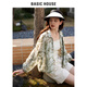 BASIC HOUSE/百家好寬松印花短外套夏季新款透氣上衣女款薄 卡其花 S