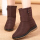 閩郎世家媽媽雪地靴女防水款中老年棉鞋女平底冬季中筒加絨加厚大碼防滑平跟中年孕婦老人棉靴軟底舒適婦女靴 棕色（按平時(shí)穿的尺碼就可以） 40