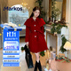 Markos國際品牌冬季2025新款時(shí)尚白色斗篷雙面羊毛大衣女中長(cháng)款收腰呢子 胭脂紅 S [89-105斤之間]