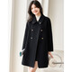 德瑪納【優(yōu)雅的秘密】冬名媛娃娃領(lǐng)復古雙排扣輕盈溫潤雙面呢外套女中長(cháng)