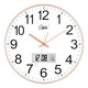 康巴絲掛鐘客廳時(shí)鐘簡(jiǎn)約鐘表掛墻 自動(dòng)對時(shí)電波鐘辦公室考場(chǎng)自動(dòng)對時(shí) 新6219Y日歷輕奢金（35*35mm）