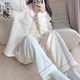 貝逸芙甜美睡衣女款春秋季2025新款長(cháng)袖兩件套空氣棉夾棉家居服加厚冬天 YM10729#空氣棉-紫色邊 XL