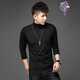 單曲循環(huán) 香港潮牌莫代爾高領(lǐng)打底男士長(cháng)袖T恤秋冬季新款保暖上衣潮男 黑色【高領(lǐng)常規款】 L