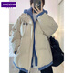 鏡莎假兩件連帽羽棉絨棉服外套女學(xué)生冬季新款加厚防寒棉衣面包服潮 杏色棉衣 均碼【可備注碼數(shù)】