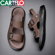 卡帝樂鱷魚（CARTELO）【真皮牛皮】2025新品男士涼鞋夏季休閑沙灘鞋外穿兩用涼拖鞋男潮 2558棕色【升級版】 40